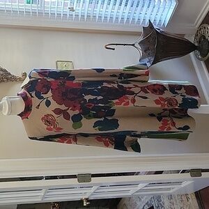 Grace Elements apple cinnamon floral sweater dress long statement sleeve XL New